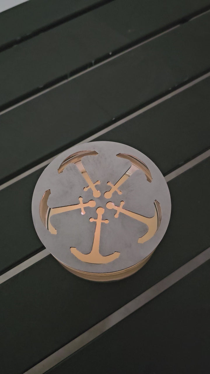 Nautical anchor candle topper on jar candle coastal beach decor