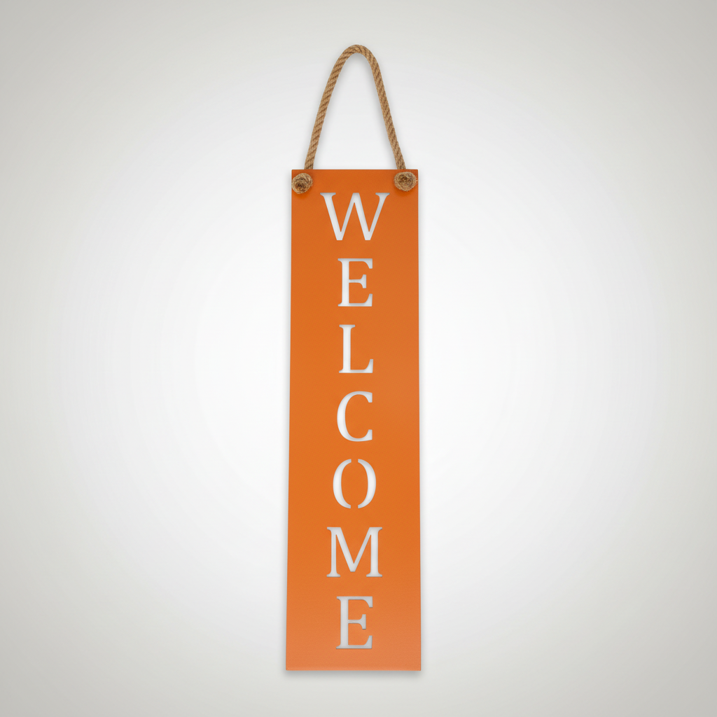 Rustic Orange Vertical Welcome Sign – Fall, Halloween & Farmhouse Décor